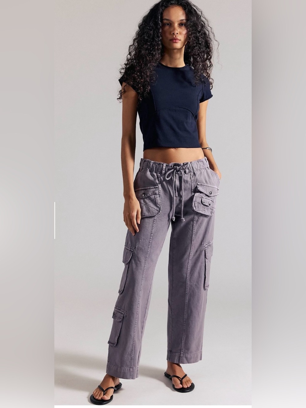 Free People $188 Msrp We The Free Tahiti Pull-On Cargo Pants in Ashblown